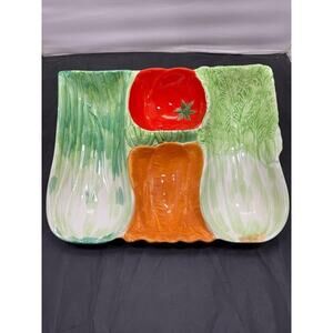 Vintage 1983 Haldon Group Vegetable Divided Serving Tray Japan Majolica Style